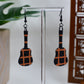 Brown Era Plaid Guitar Dangle Earrings