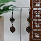 Copper Jack O'Lantern Dangle Earrings with Tigereye Bead