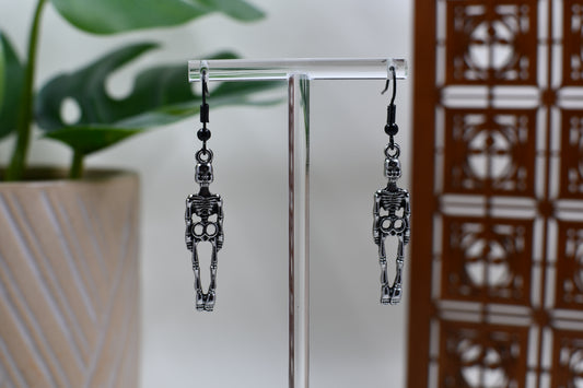 Silver Skeleton Dangle Earrings