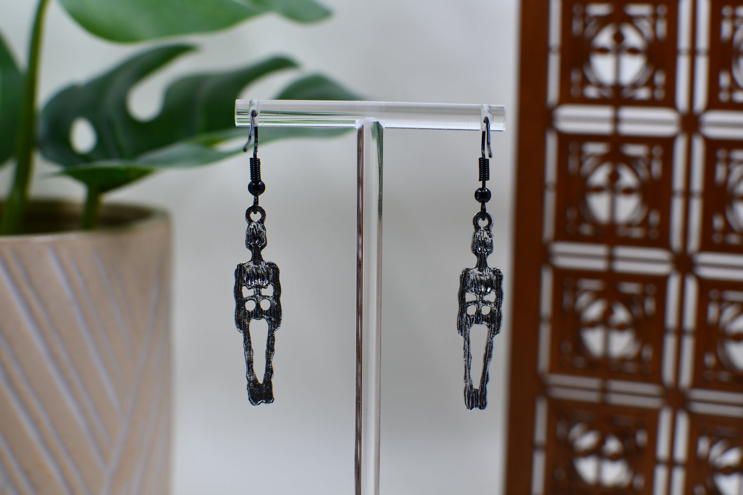 Silver Skeleton Dangle Earrings