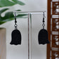 Black Glitter Ghosts Dangle Earrings
