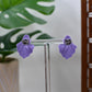 Purple Floral Embossed Ghost Stud Earrings