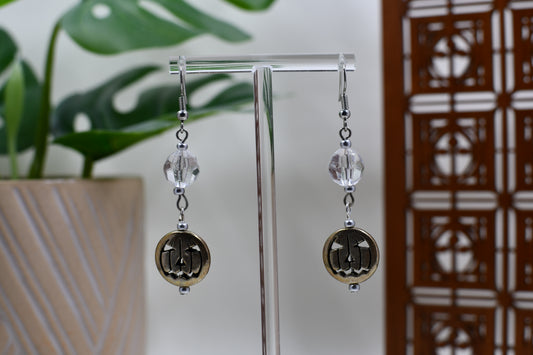 Silver Jack O' Lantern Dangle Earrings