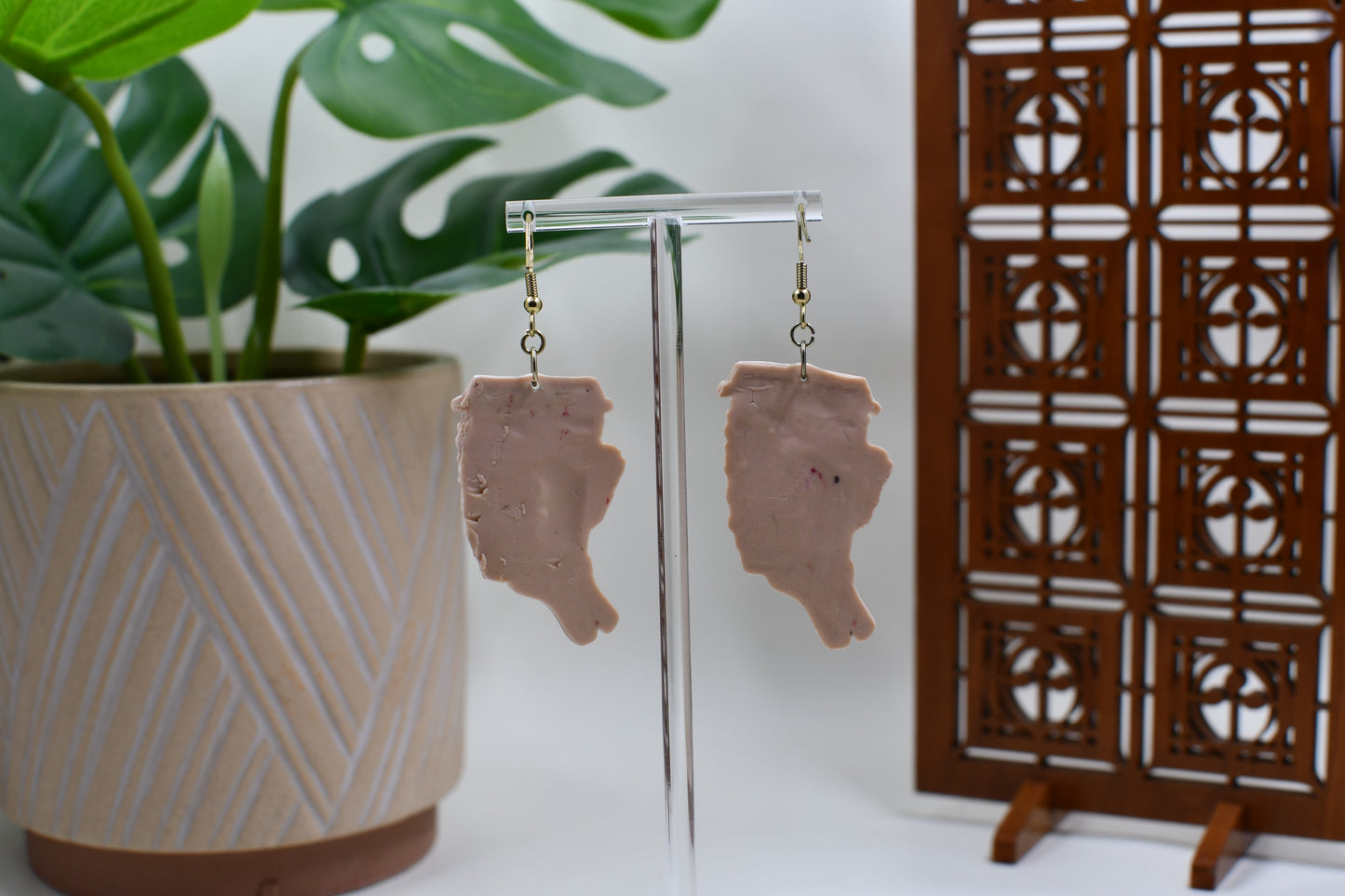 Spooky Skeleton Hand with Orange Coffee Cup Dangle Earrings