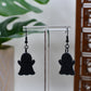 Black Matte Quilted Spooky Ghost Dangle Earrings
