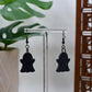 Black Matte Quilted Spooky Ghost Dangle Earrings