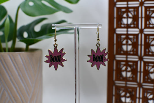 Pink BOO! Burst Enamel Dangle Earrings