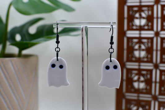 Spooky White Ghost Dangle Earrings