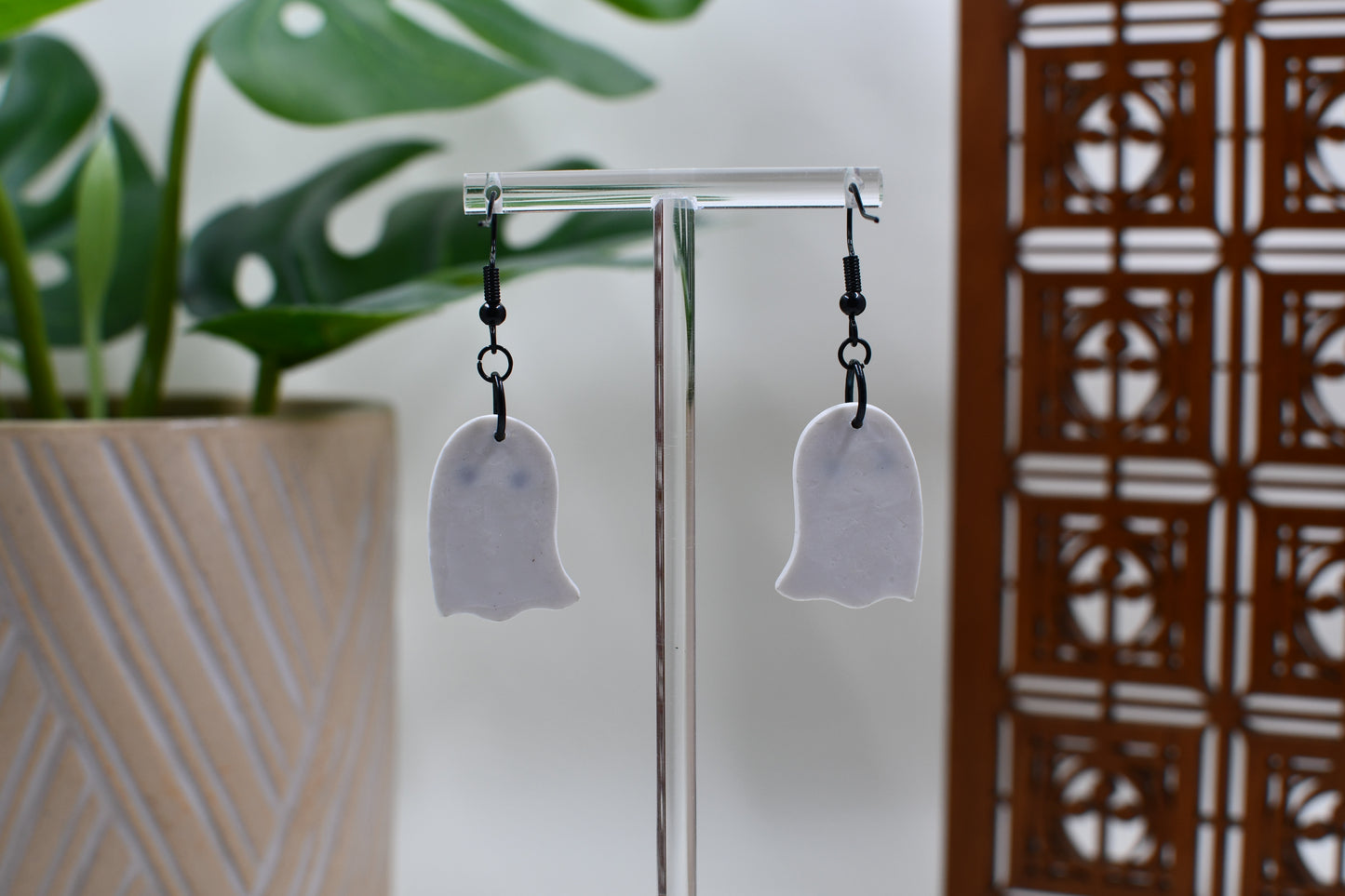 Spooky White Ghost Dangle Earrings