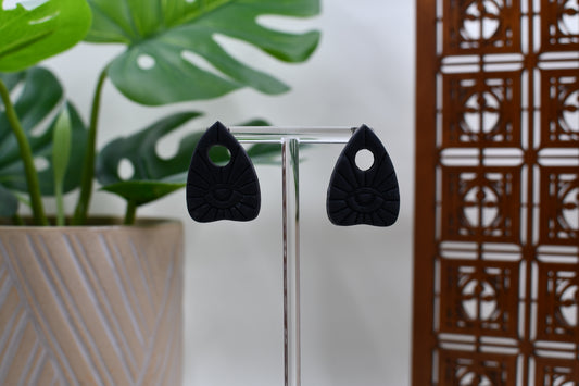 Black Mystic Eye Planchette Ouija Stud Earrings