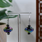 Black Iridescent Acrylic Football Dangle Earrings
