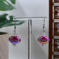 Dark Pink Acrylic Iridescent Football Dangle Earrings