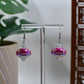 Dark Pink Acrylic Iridescent Football Dangle Earrings