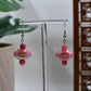 Medium Pink Iridescent Acrylic Football Dangle Earrings