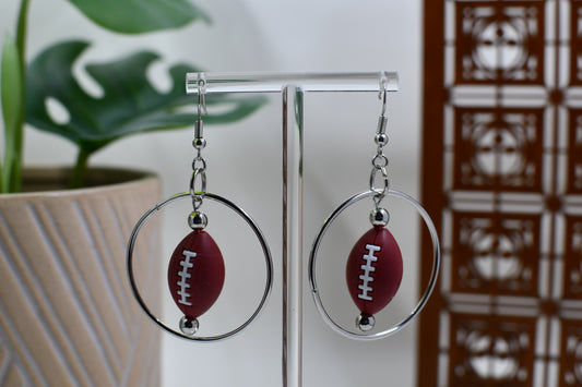 Silicone Football Hoop Dangle Earrings