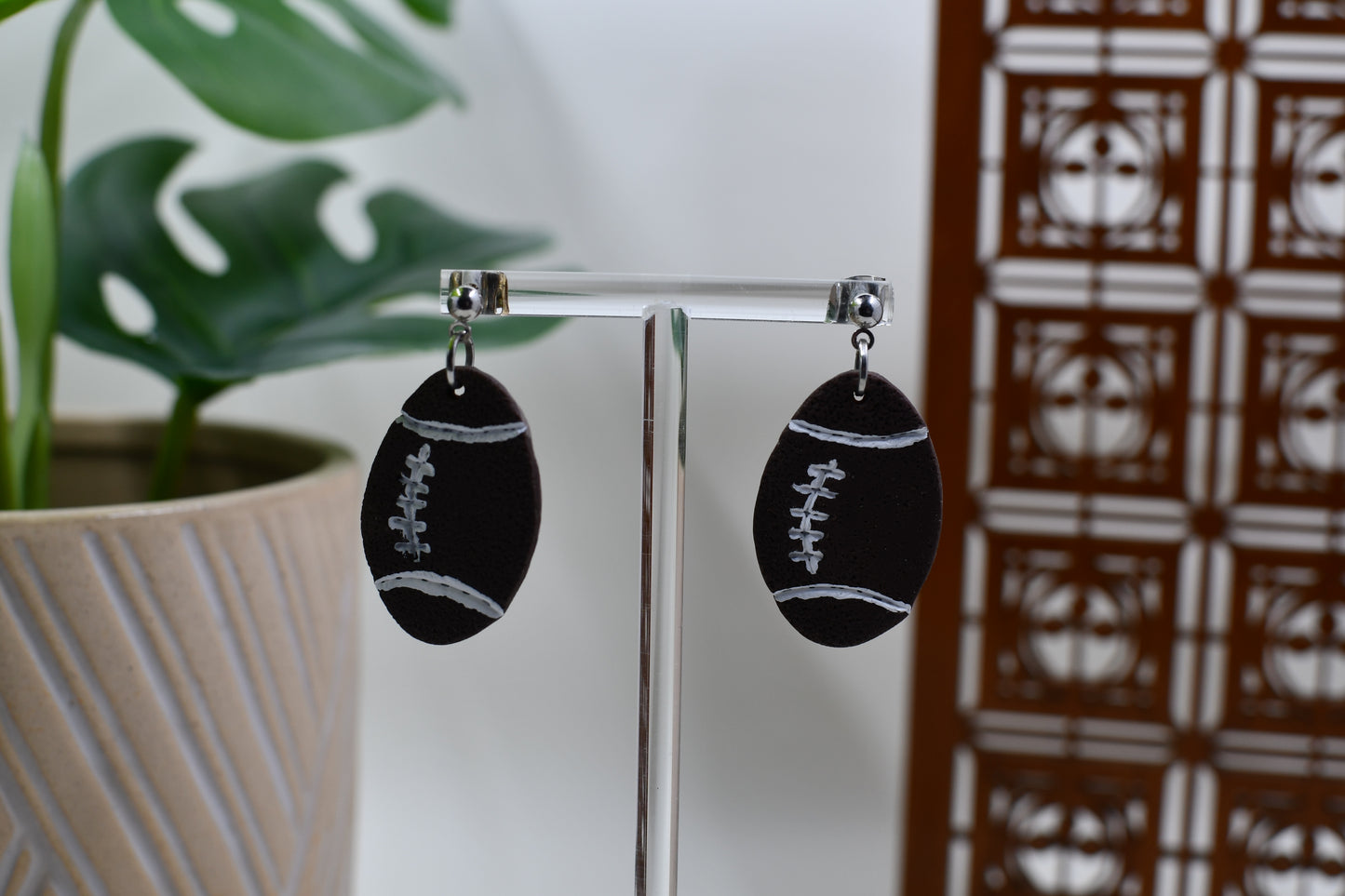 Football Drop Stud Earrings