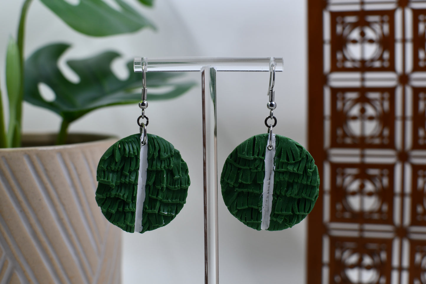 Shaggy Turf Yard Line Dangle Earrings