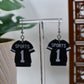 Black Sports Football Jersey Dangle Earrings
