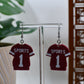 Red Sports Football Jersey Dangle Earrings