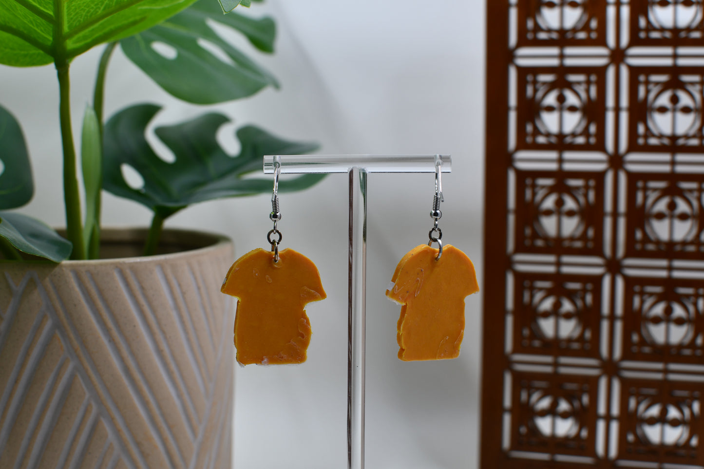 Yellow Sports Football Jersey Dangle Earrings