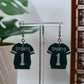 Green Sports Football Jersey Dangle Earrings