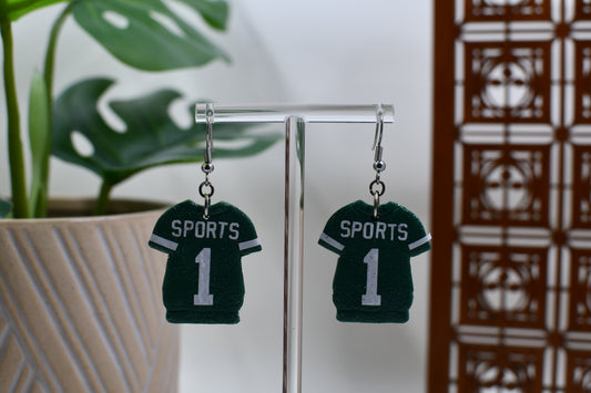 Green Sports Football Jersey Dangle Earrings