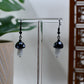 Black and White Glass Mushroom Dangle Earrings