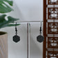Gray and Black Marbled Hexagon Dangle Earrings