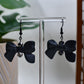 Spooky Black Matte Bow Dangle Earrings
