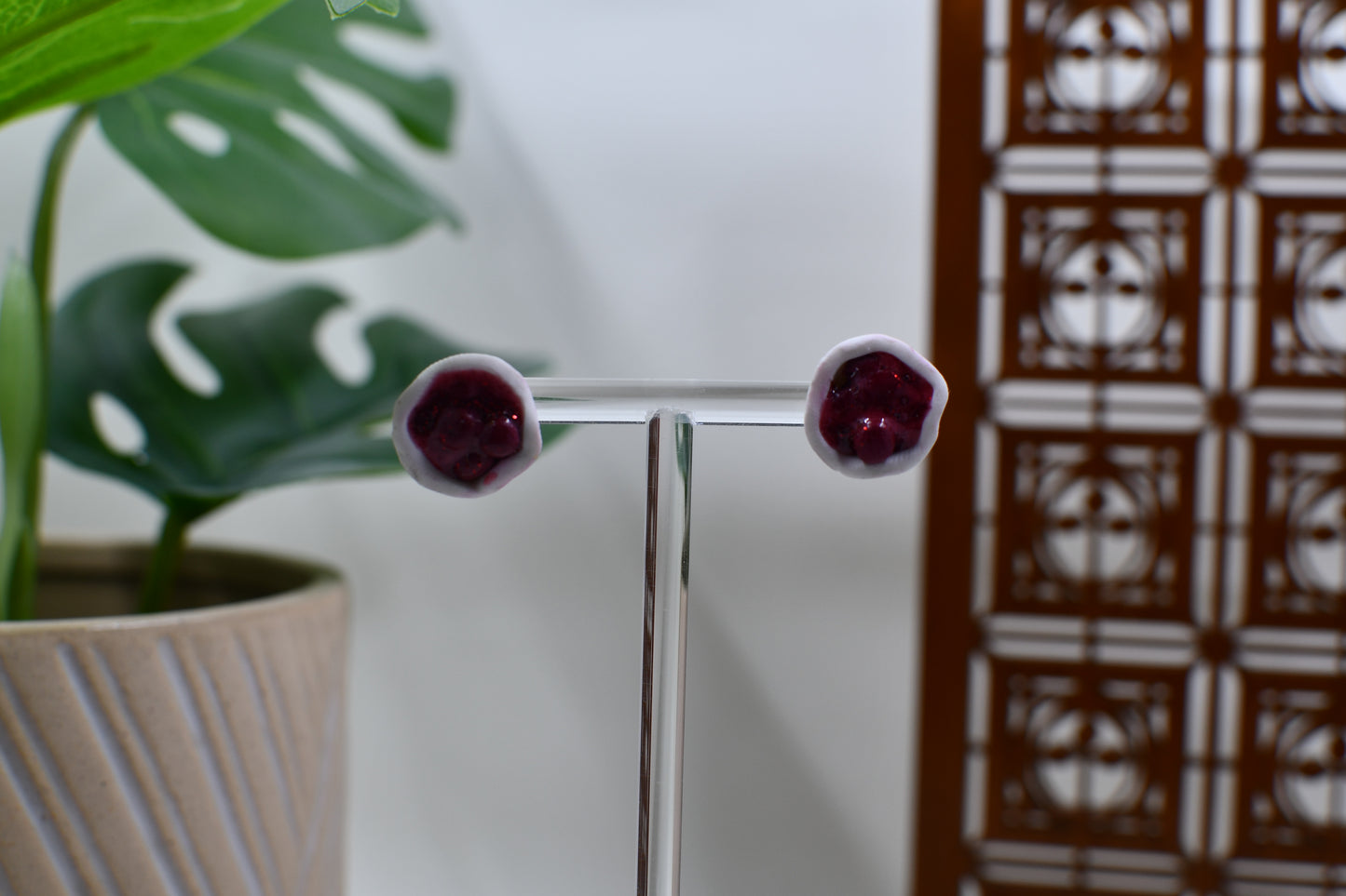 Bowl of Cranberry Sauce Stud Earrings