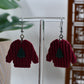 Red Knit Christmas Pine Tree Sweater Dangle Earrings