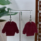 Red Knit Christmas Pine Tree Sweater Dangle Earrings