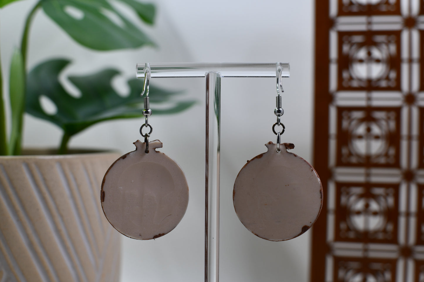 Snowy Pine Forest Scene Dangle Earrings