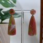 Green & Red Watercolor Tear Drop Stud Earrings