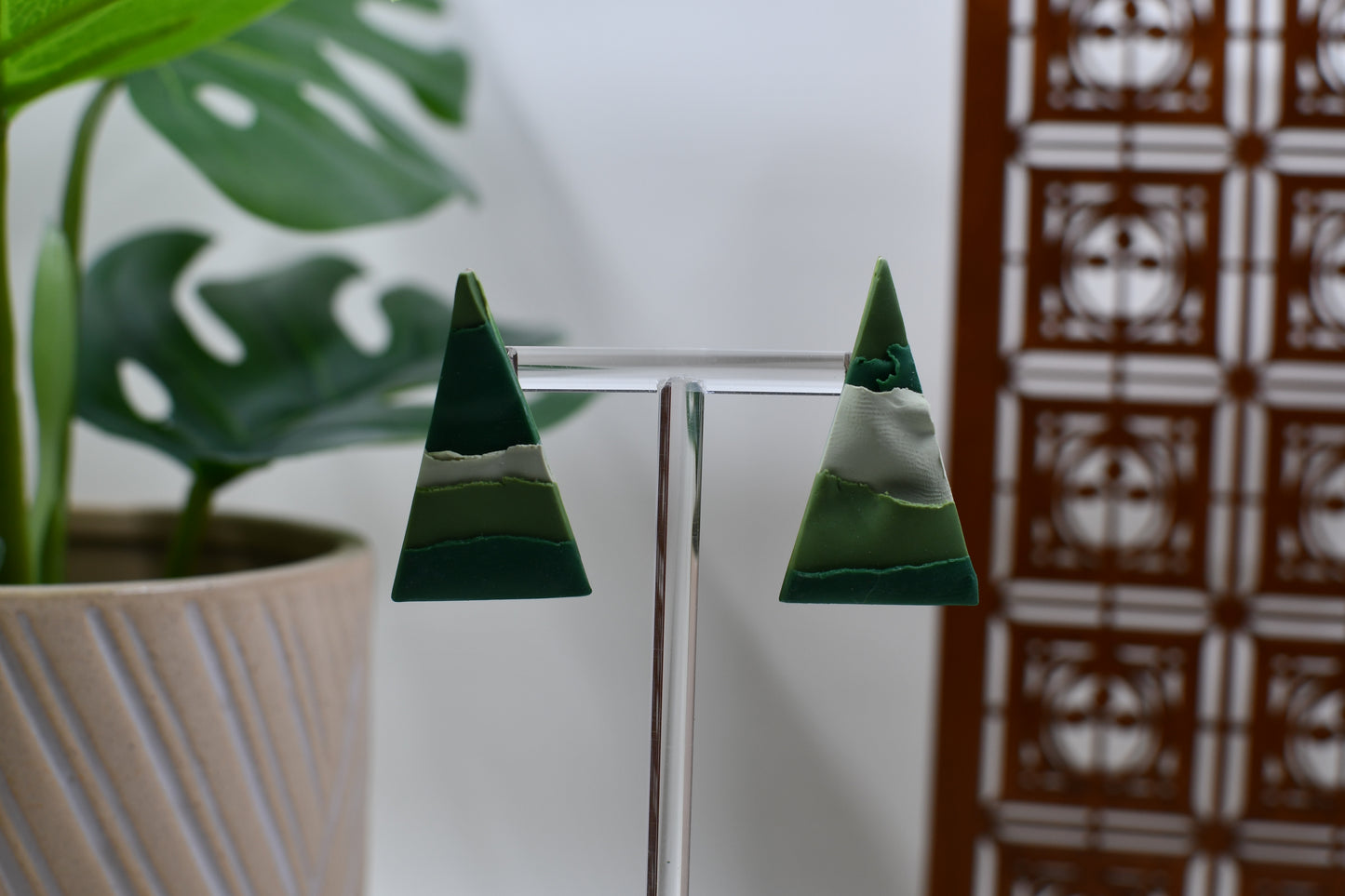 Modern Layered Christmas Tree Stud Earrings