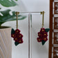 Poinsettia Bunch Gold Bar Drop Stud Earrings