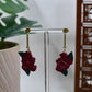 Poinsettia Bunch Gold Bar Drop Stud Earrings
