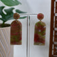 Green and Red Christmas Watercolor Arch Drop Stud Earrings