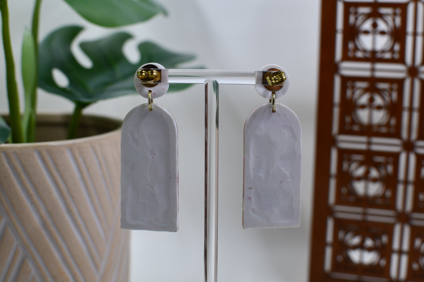 Green and Red Christmas Watercolor Arch Drop Stud Earrings