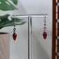 Red Glitter Christmas Light Bulb Dangle Earrings