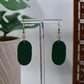 Green Christmas Pattern Embossed Oval Dangle Earrings