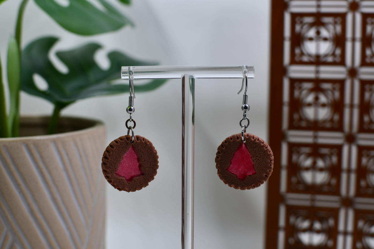 Christmas Pine Tree Thumbprint Cookie Dangle Earrings