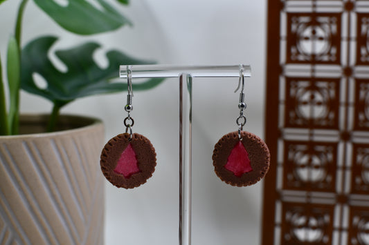 Christmas Pine Tree Thumbprint Cookie Dangle Earrings