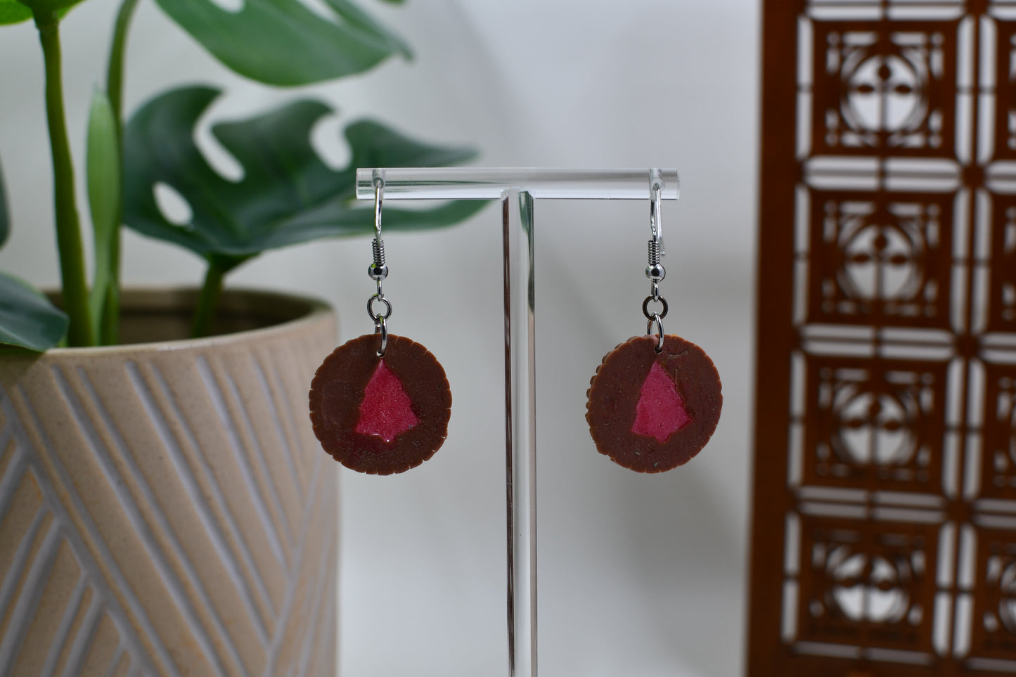 Christmas Pine Tree Thumbprint Cookie Dangle Earrings