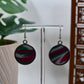 Red/Green/White Christmas Marble Round Bezel Dangle Earrings