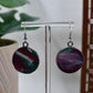 Red/Green/White Christmas Marble Round Bezel Dangle Earrings