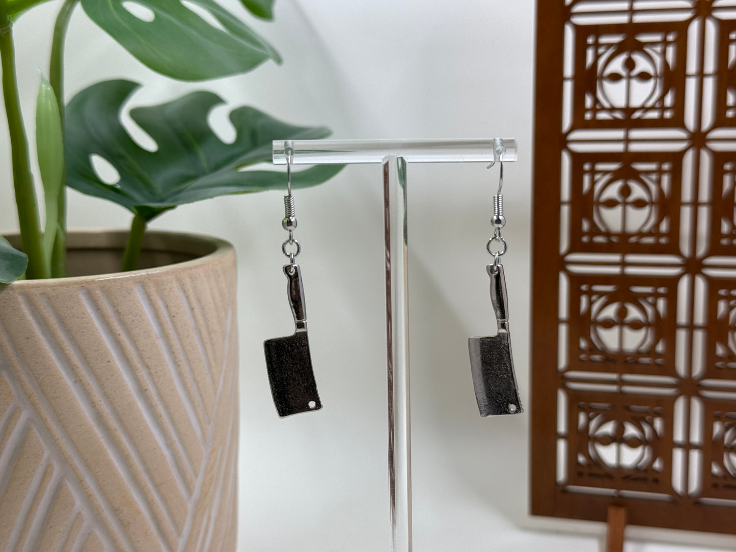 Spooky Cleaver Knife Dangle Earrings
