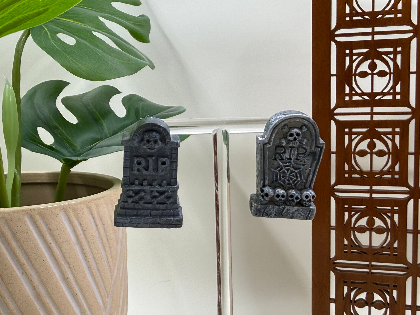 Mismatched Arched Tombstone Stud Earrings