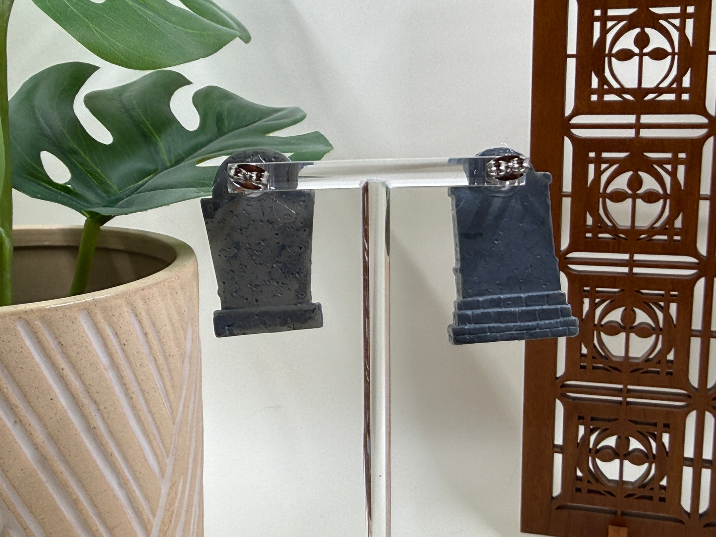 Mismatched Arched Tombstone Stud Earrings