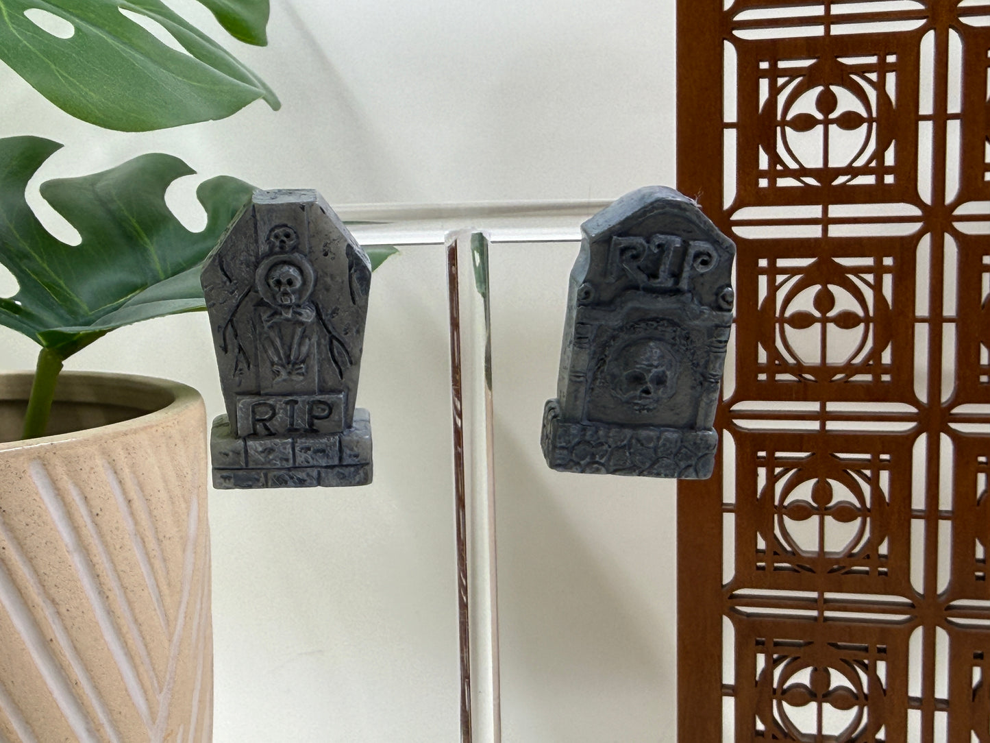 Mismatched Angled Tombstone Stud Earrings